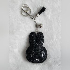 Black Sequin Miffy Bunny Keychain Bag Charm